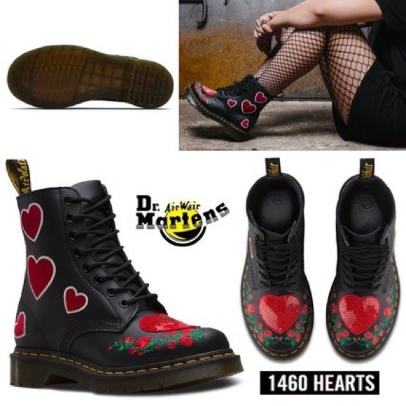 Dr. Martens Shoes - ❤️DR MARTENS PASCAL SEQUIN HEARTS 1460 HEART BOOTS NWT ❤️